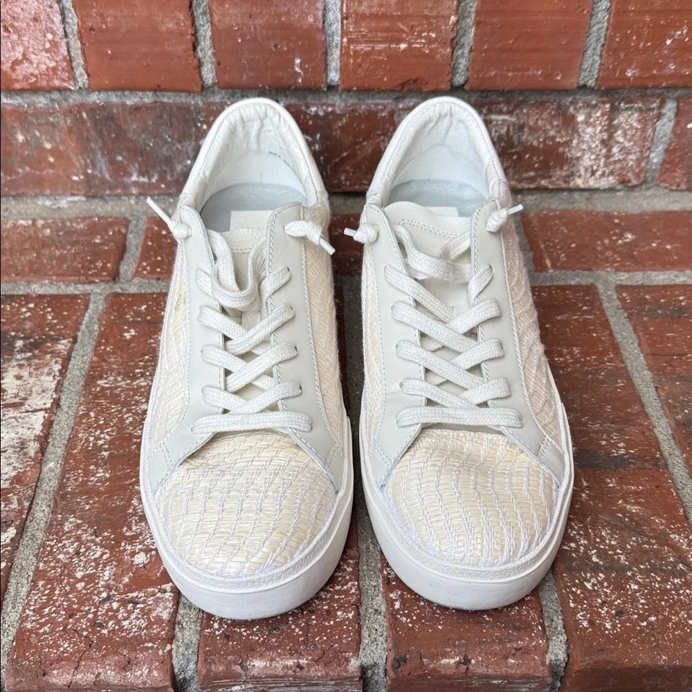 DOLCE VITA Zina Bone Raffia Cream Low Top Sneakers Women's Size 9.5